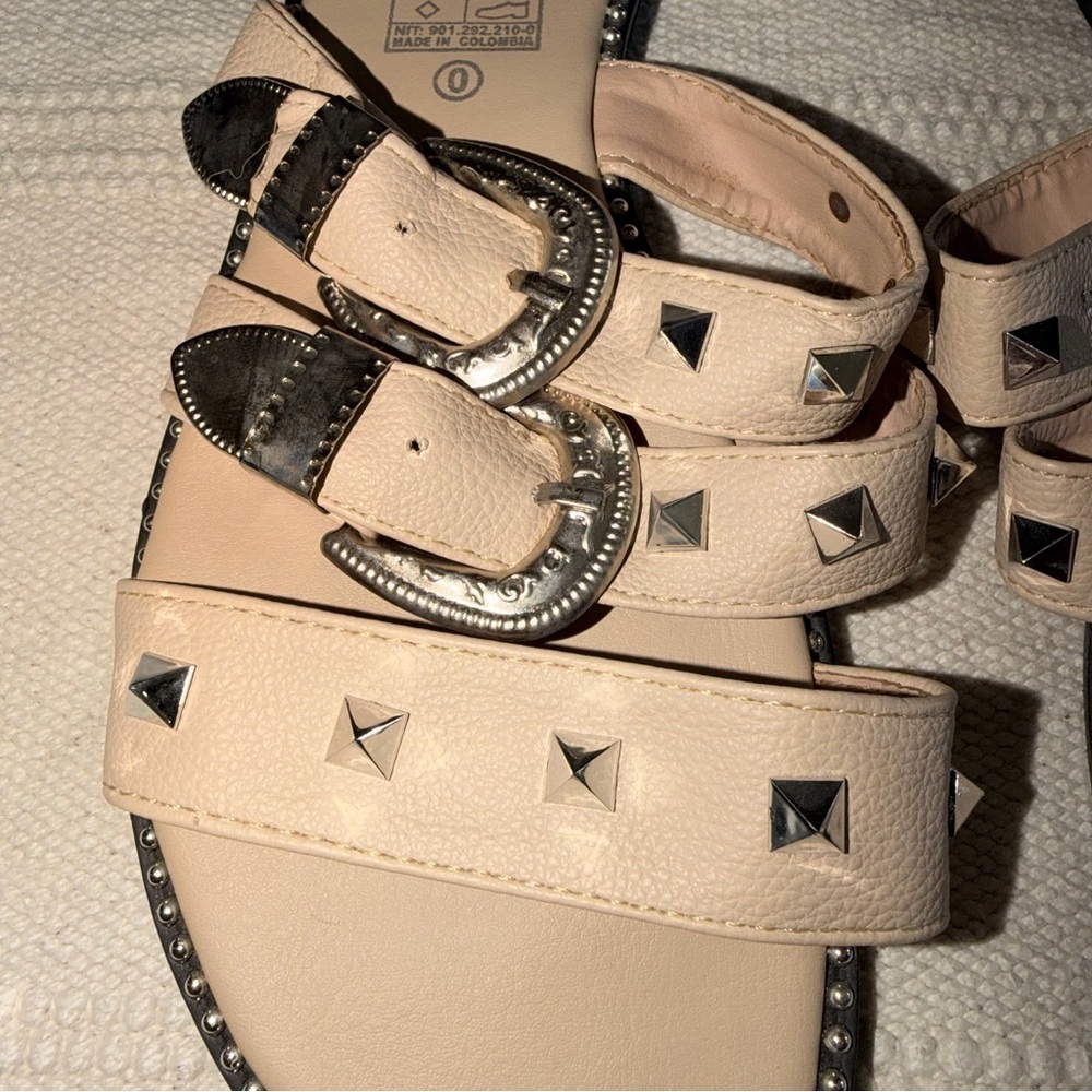 Everglades Studded Slide Sandals Tan Western Boho Festival Size 9 - Picture 2 of 7